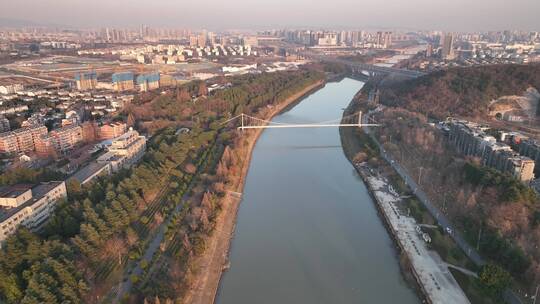 南京雨花台区新秦淮河高铁南京南站航拍