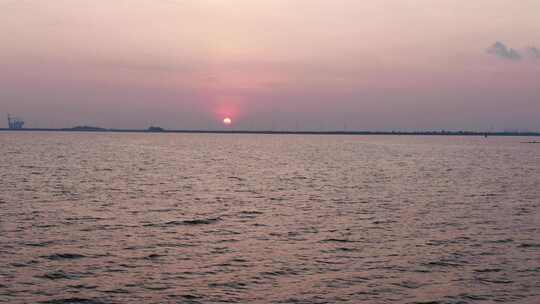 航拍广西钦州海上日出日落夕阳朝霞晚霞