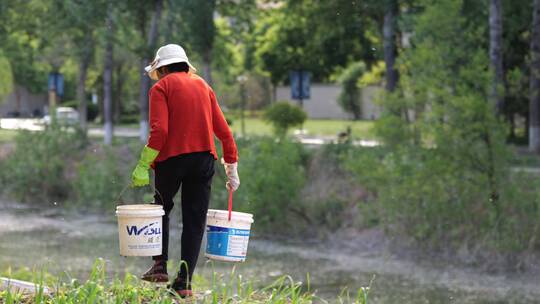 4k农业农民担水浇菜地