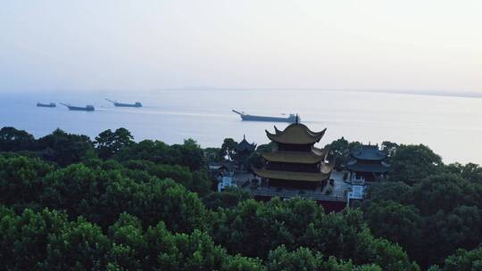 湖南洞庭湖岳阳楼旅游景区航拍视频