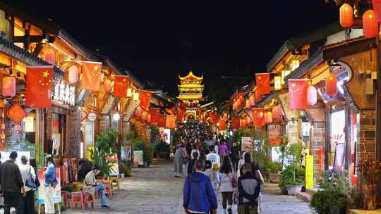 四川凉山西昌市的建昌古城夜景综合镜头