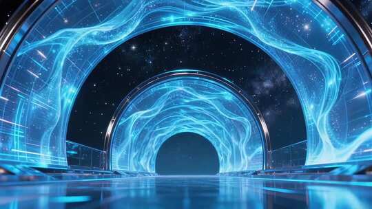科技感蓝色隧道背景素材