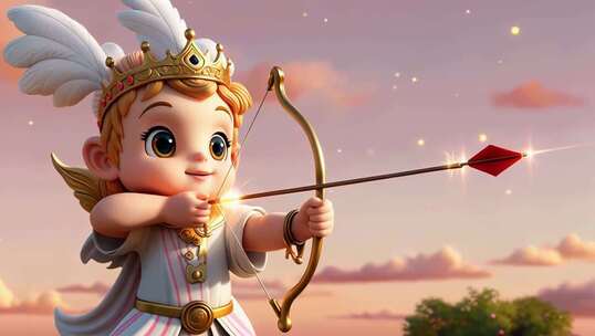 卡通丘比特射箭画面