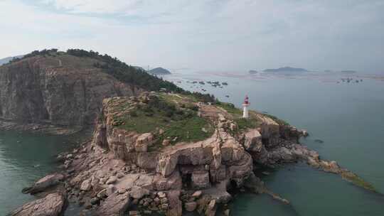 大海海洋岛屿自然风光山东烟台长岛航拍