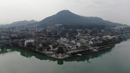 航拍 湖南 怀化 洪江 古商城 全景