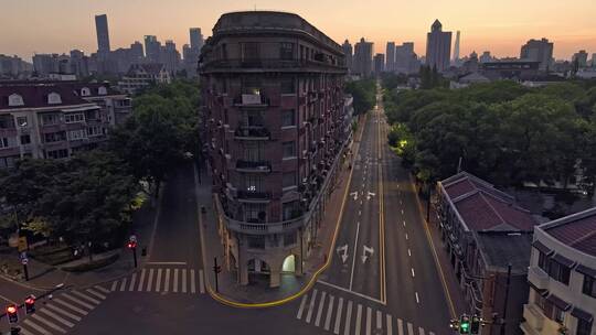 上海武康路武康大楼法式建筑地标老建筑航拍