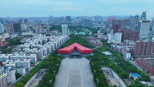 武汉首义公园辛亥革命博物馆航拍首义广场地