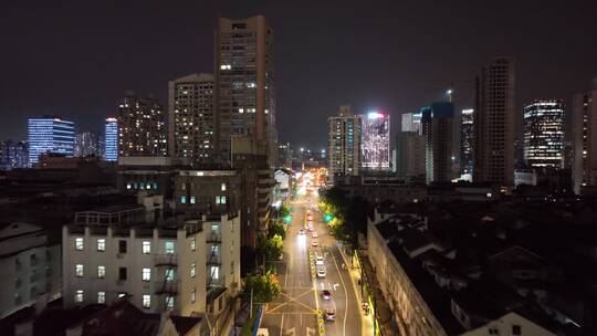 长阳路夜景航拍空镜