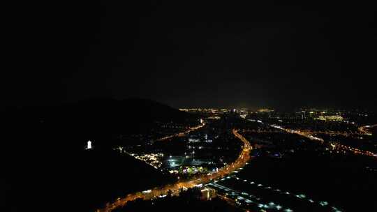 江苏无锡城市夜景灯光航拍