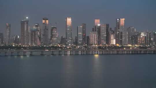 深圳前海中心CBD城市蓝调夜景