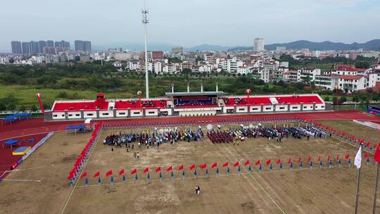 义乌市中小学田径运动会开幕式环绕航拍