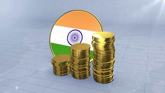 印度国旗与普通金币塔视频素材模板下载