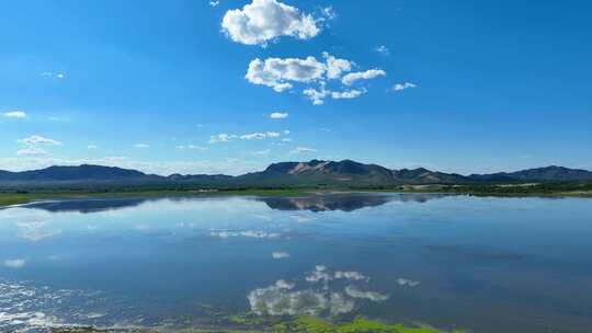 蓝天白云晴空万里湖泊倒影山川