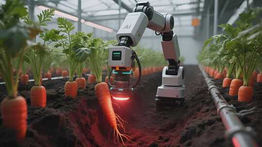 温室大棚内机器人采收胡萝卜