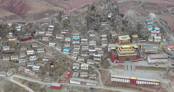 航拍西藏昌都苯教孜珠寺青藏高原4K