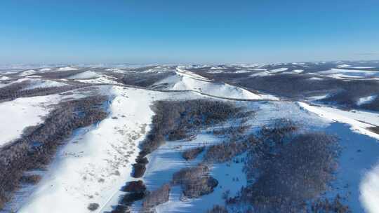 大兴安岭丘陵山地寒冬山林雪景自然风光