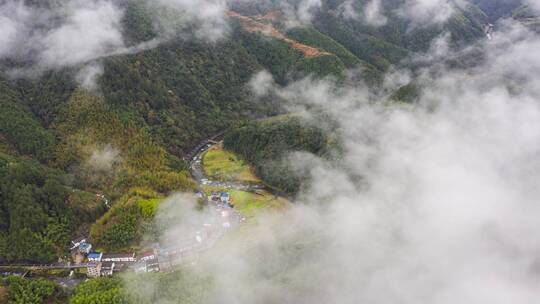 衢州开化钱江源云海风光航拍延时摄影