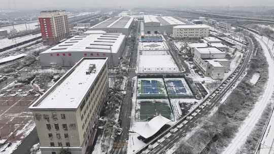 武汉大功率机车检修段【雪景】视频素材模板下载