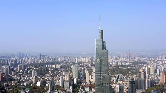 航拍中国南京市中心大厦