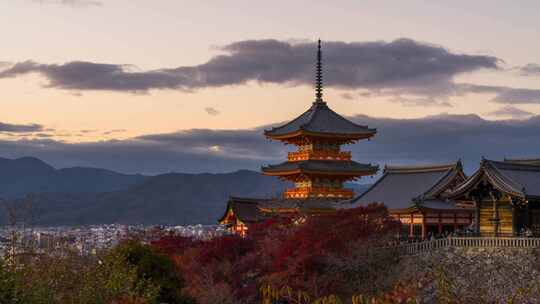 日本高清4K街景京都清水寺日式寺庙宫殿历史