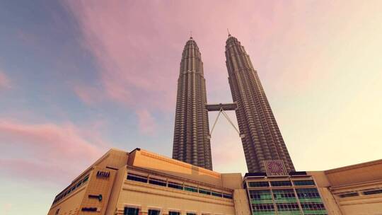 日落时的马来西亚国家石油公司塔楼_3D