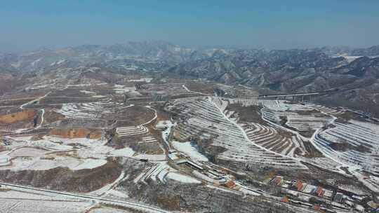 4K航拍北方雪景农村