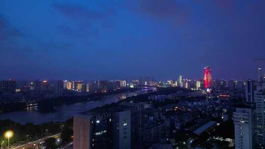 南宁 邕江 夜景 大景 全景 航拍