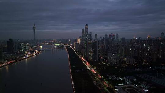 广东省广州市夜景城市风光航拍