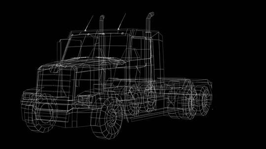 低多边形3D汽车重型卡车线框图