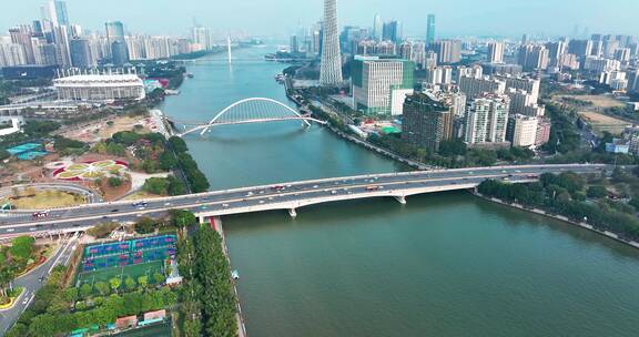 广州大桥城市交通航拍2022年最新