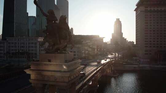 天津海河风景线城市天际线建筑风光航拍