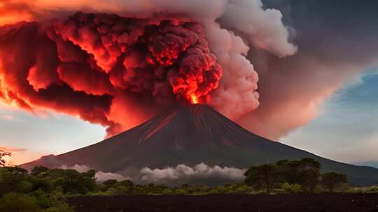 火山喷发壮丽自然景观