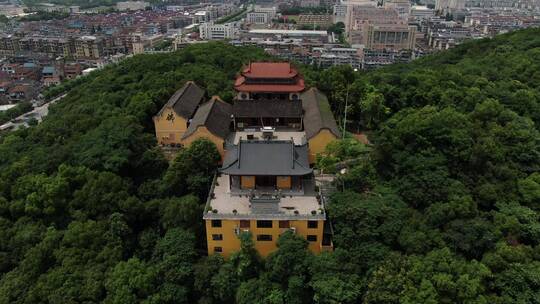 航拍浙江杭州萧山临浦峙山寺