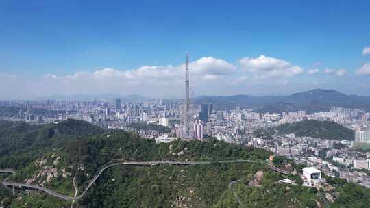 广东珠海城市大景蓝天白云天际线航拍