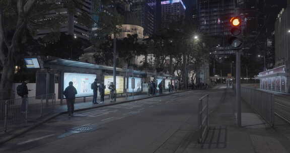 繁华香港街景夜景