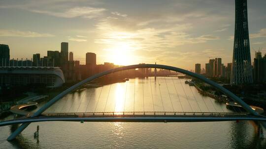 广州海心桥日出光芒-3视频素材模板下载
