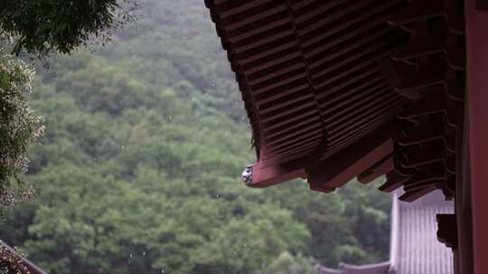 古建筑屋檐下雨空镜头大雨小雨雨季谷雨惊蛰