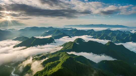 山峦云海航拍全景