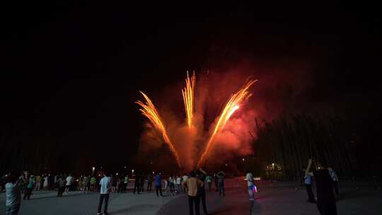 拍摄烟花秀夜景烟火绽放