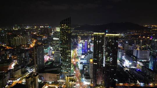 江苏无锡城市夜景灯光航拍