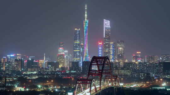 广州塔珠江新城CBD广州新中轴线夜景延时