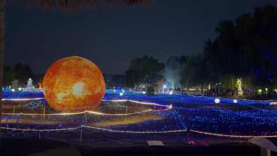 北京夜幕下的灯光秀灯会灯展视频素材模板下载