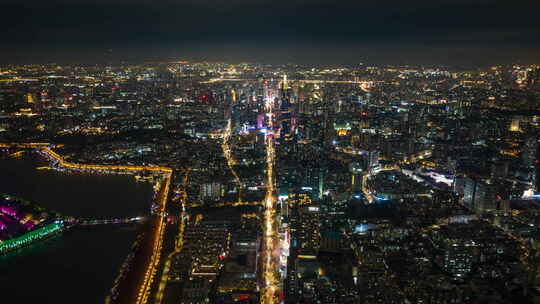 南京城市夜景大全景航拍延时