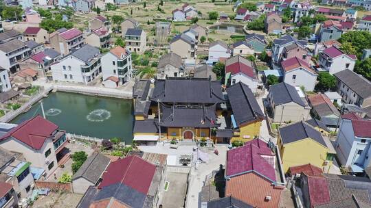 上虞沥海镇宁海寺建筑居民生活环境航拍