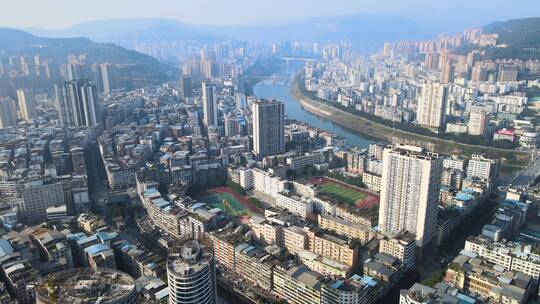 4k航拍四川巴中市鸟瞰南龛风景区红色旅游