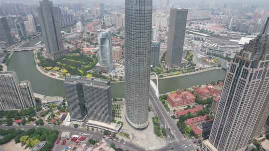 天津城市风光高楼建筑航拍