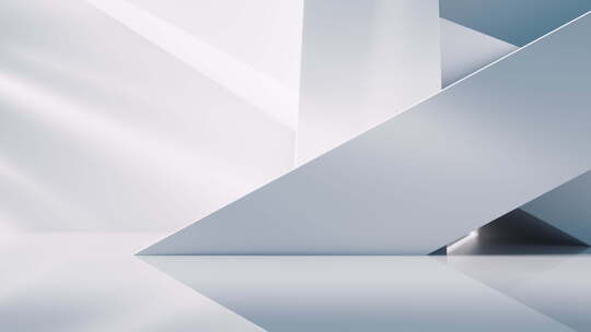 创意白色几何体建筑空间三维渲染视频素材模板下载