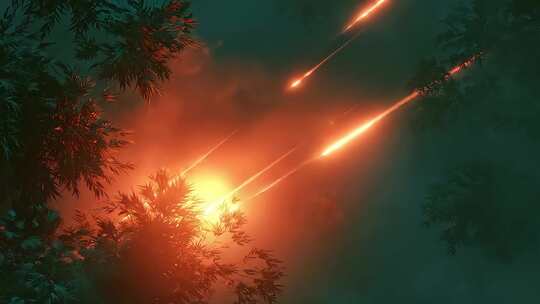 夜空流星划过树梢唯美浪漫