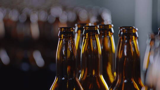 啤酒厂啤酒灌装生产线 啤酒瓶 传送带