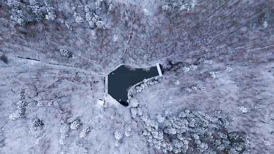 航拍山王坪冬天雪景